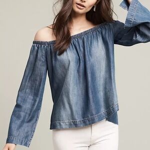 NWT Anthropologie Denim Off-Shoulder Women's Top